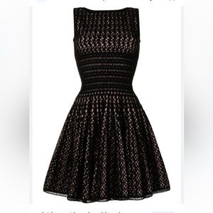 ALAÏA black overlay fit flare Dress
